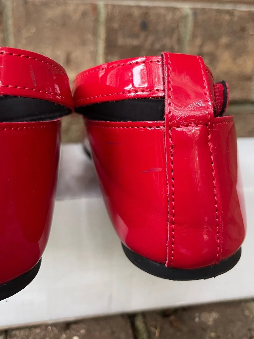 Rachel Shoes Red Patent Mary Jane Flats with Glitter Bow Girls Size 12